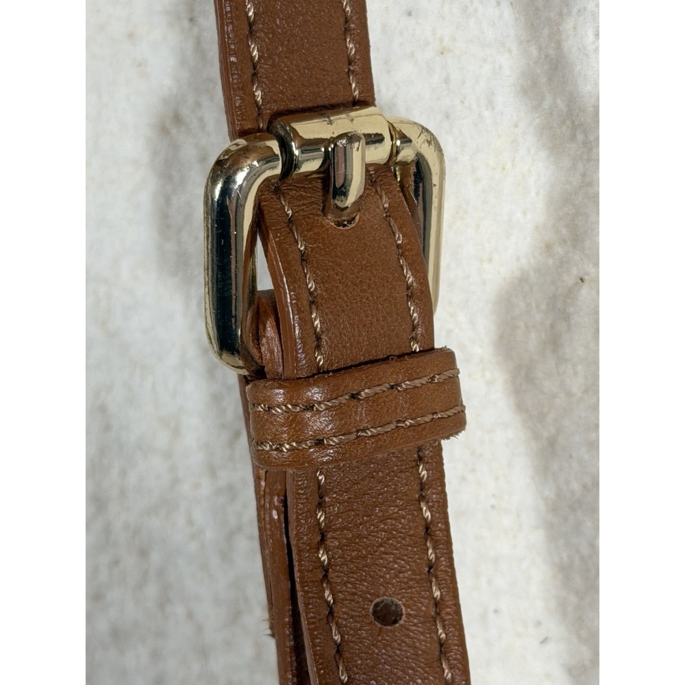 Elisabetta Yang Leather Crossbody Bag Brown Italian Double Zip Gold - Picture 5 of 16